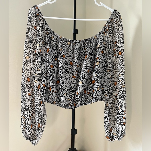 RACHEL ZOE X EXPRESS OFF THE SHOULDER PRINTED TOP - Picture 2 of 5